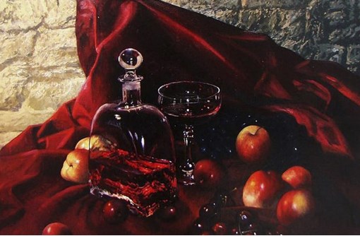 nature morte rouge painting by Alain Senez