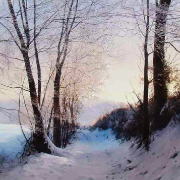 Paintings of snowscapes by Alain Senez