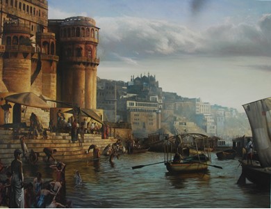 Varanasi painting by Alain Senez